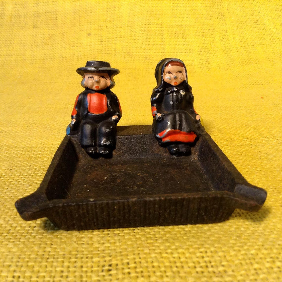 Cast Iron Ashtray With Amish Man and Woman Seated Etsy