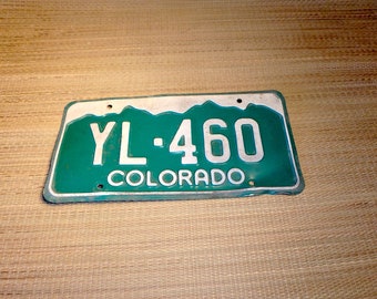 Colorado License Plate - YL 460 - White on Green - Dated  1970's