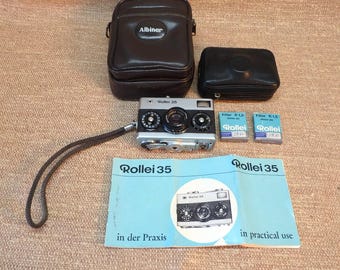 Rollie 35 Camera with Extras - 35mm Film Compact Camera - Germany c.1966-71 - Tested - Working!