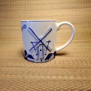 Vintage Delft Blue Hand Painted Holland Mug - Relief Windmills