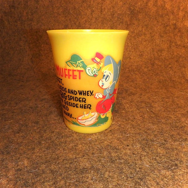 Alladin Plastics - Little Miss Muffet Cup - Nursery Rhyme Drinking Cup - Vintage USA Made