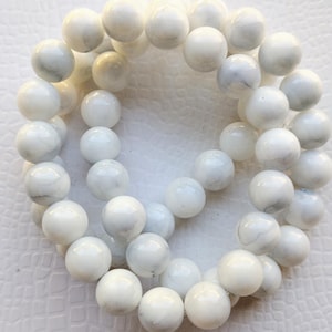 White Winter handmade glass bead bracelets jewelry girls women gifts stretchy bracelets 10mm beaded bracelets
