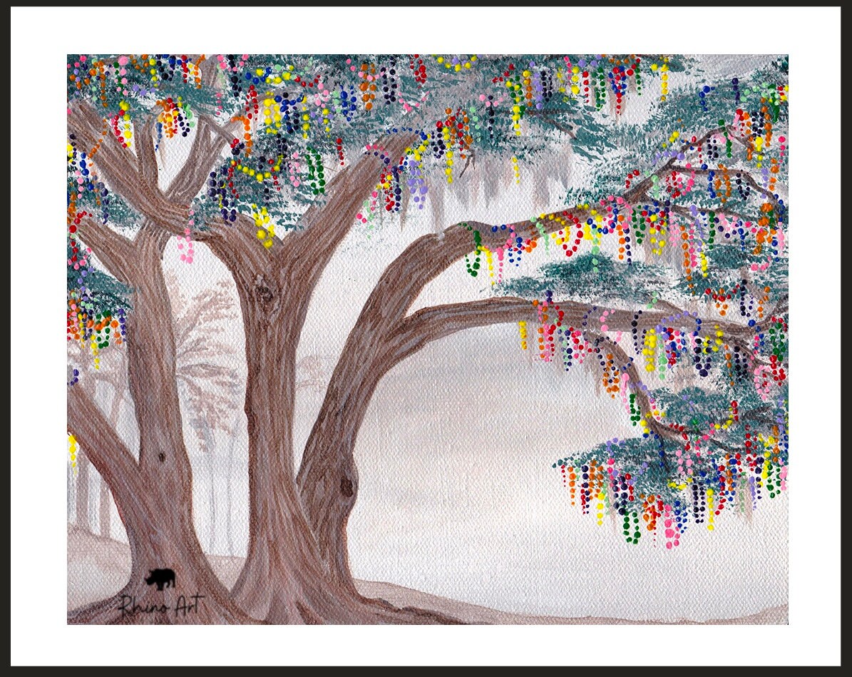 mardi gras tree watercolor