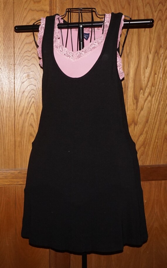 Vintage Andrea Jovine, Black Cotton Tank Dress with Deep Scoop Neck.