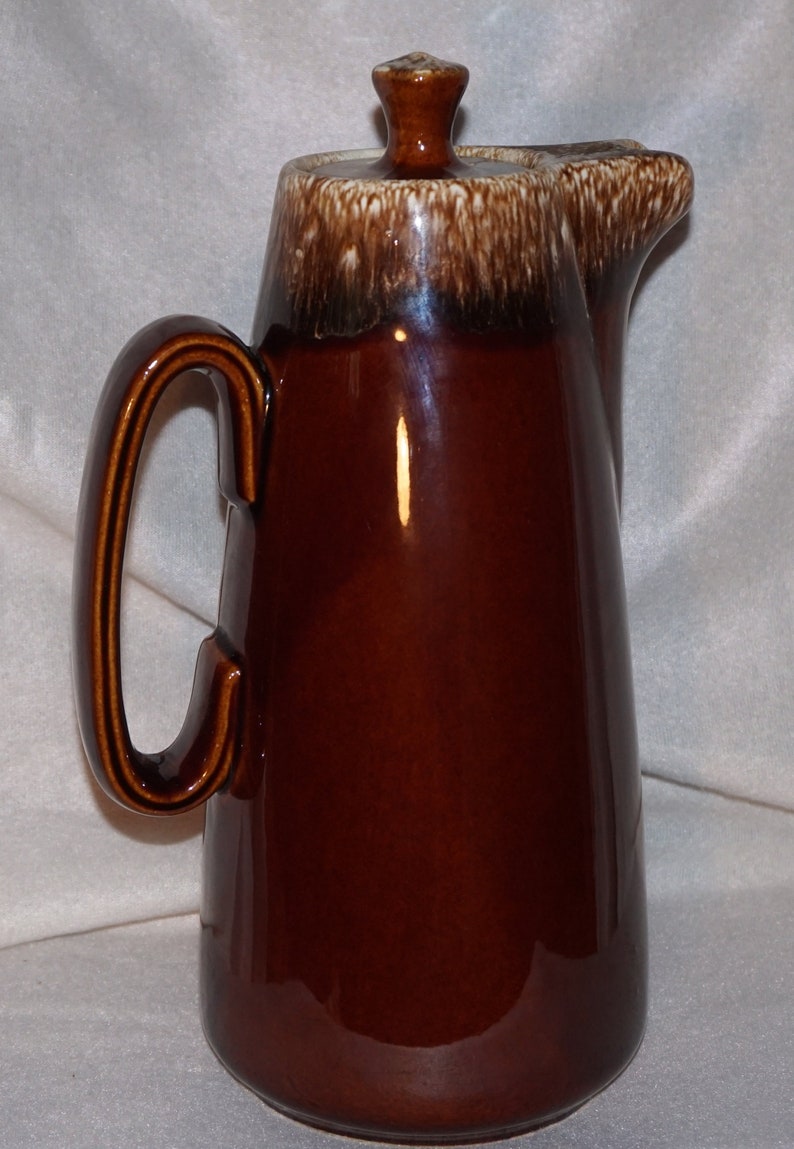 Vintage Hull 1940s Brown Drip Coffee Carafe With Locking Lid Made in