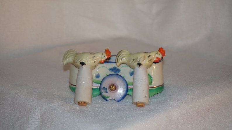 Vintage 1950/'s Nodding Hens Salt and Pepper Shaker with condiment jar made in Occupied Japan