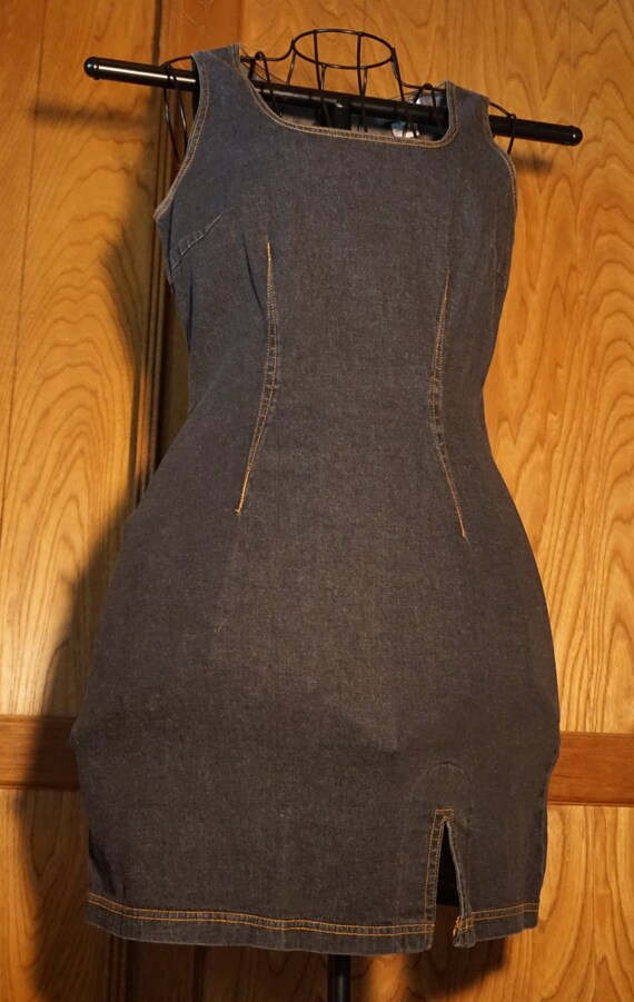 denim tank dress Make Your Day Button Denim Small 75% cotton + 25% polyester Fabric Care Guide Here Sizing Queen of Sparkles Denim Sequin