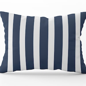 Sunbrella Outdoor Striped Lumbar Pillow Navy. Striped Navy and White Pillow Outdoor Cushion Cover Waterproof Pillow Fade Resistant Pillow Etsy