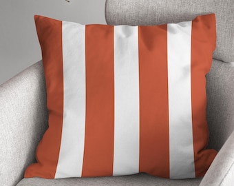 Rust Pillow White Stripes, Made in USA