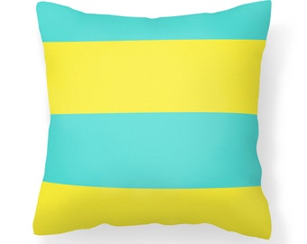 Yellow Throw Pillow Cover, Decorative Pillows, Cushion Cover, Yellow Pillow, Blue Pillow, Yellow and Blue Pillow Cover, 16 x 16 Pillow Cover