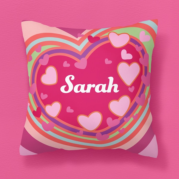 Personalized Pillow for Girls, Personalized Gift for Her, Teen Girl Gift, Tween Girl Present, Gift for Teenage Girl, Heart Pillow
