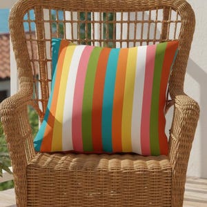 Striped Outdoor Pillow, Waterproof Porch Decor (Insert Included)