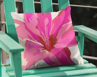 Outdoor Pillow Pink, Pink Flower Pillow, Outdoor Cushion, Pink Pillow, Outdoor Pillow with Insert, Pink Outdoor Pillows, Decorative Pillows