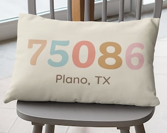 Custom Zipcode Lumbar Pillow, Realtor Housewarming Gift, 14x20 inch