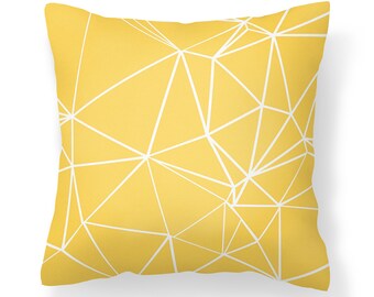 Yellow Geometric Outdoor Pillow, Water Resistant Patio Decor