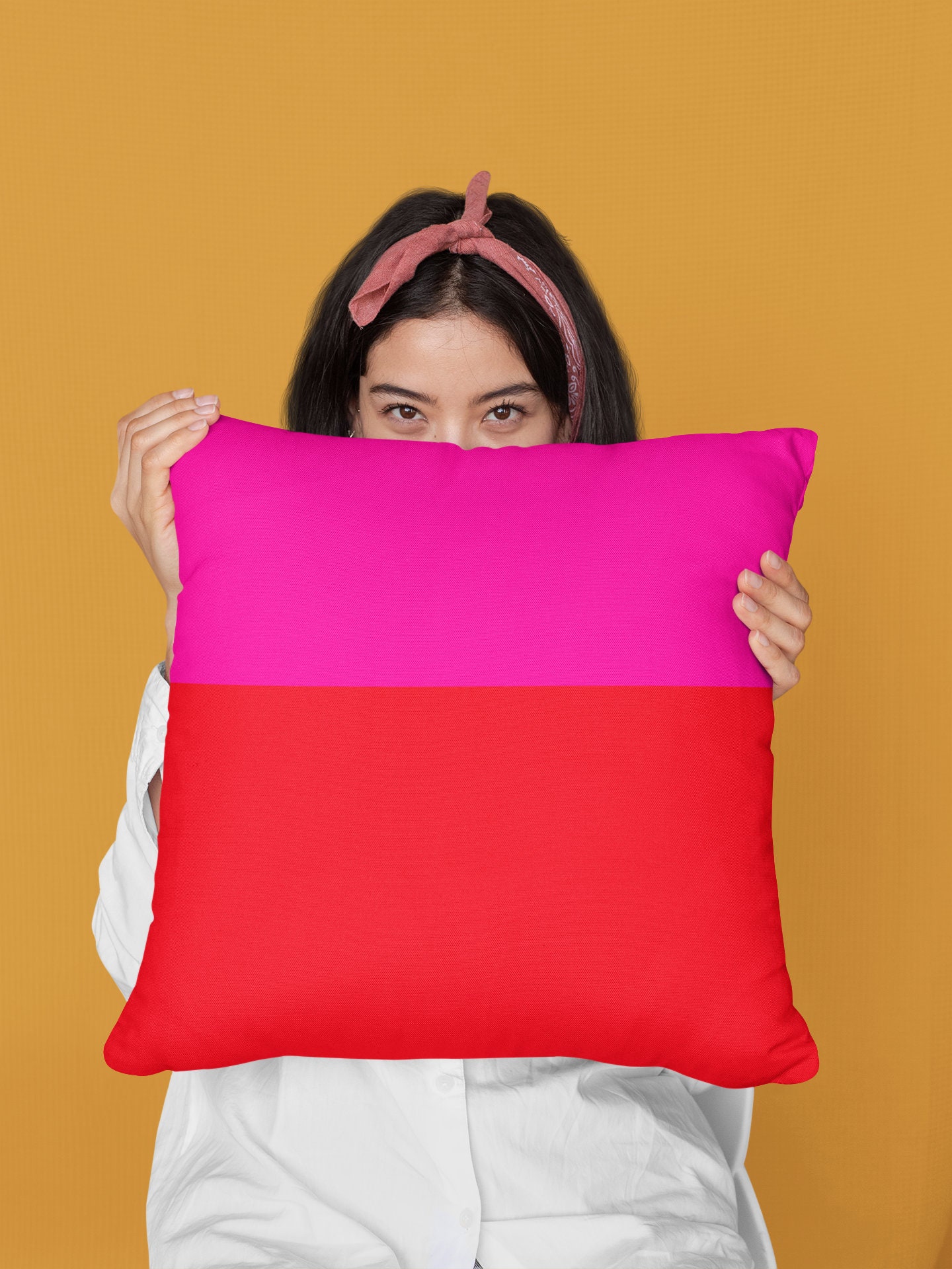 Pink and Red Neon Colorblock Throw Pillow Cover Colorblocking Etsy