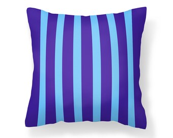 Blue and Purple Striped Pillow, Modern Home Decor