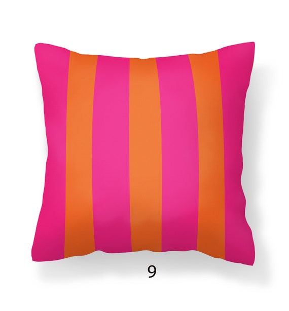 Orange and Pink Outdoor Pillows Water Resistant Outdoor Pillows Mix and Match Pillows Pink Orange Striped Pillows Patio Throw Pillows Etsy