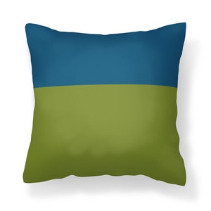 Blue and Green Pillow Cover, Throw Pillow Cover, Imperial Blue and Olive Green Pillow Cover, Throw Pillow Covers 20x20, Decorating Pillows