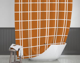 Rust Shower Curtain, Modern Bathroom Decor (71 x 74 inch)