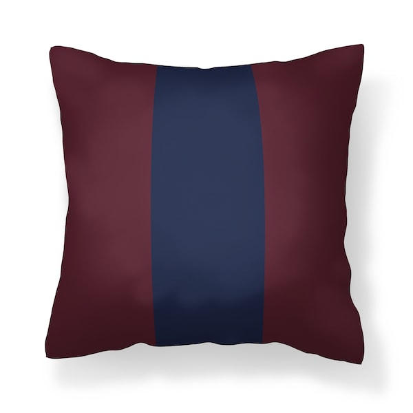 Burgundy Throw Pillow, Burgundy Navy Stripe Pillow, Burgundy and Navy Blue Throw Pillow,  Decorator Pillow, Pillow Cover with Insert,