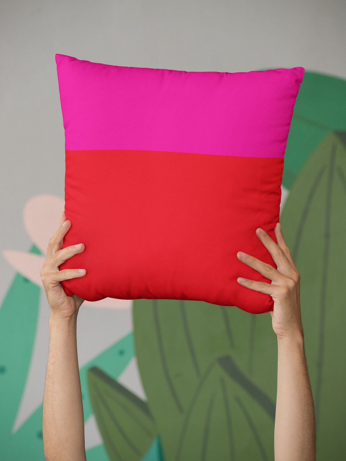 Pink and Red Neon Colorblock Throw Pillow Cover Colorblocking Etsy