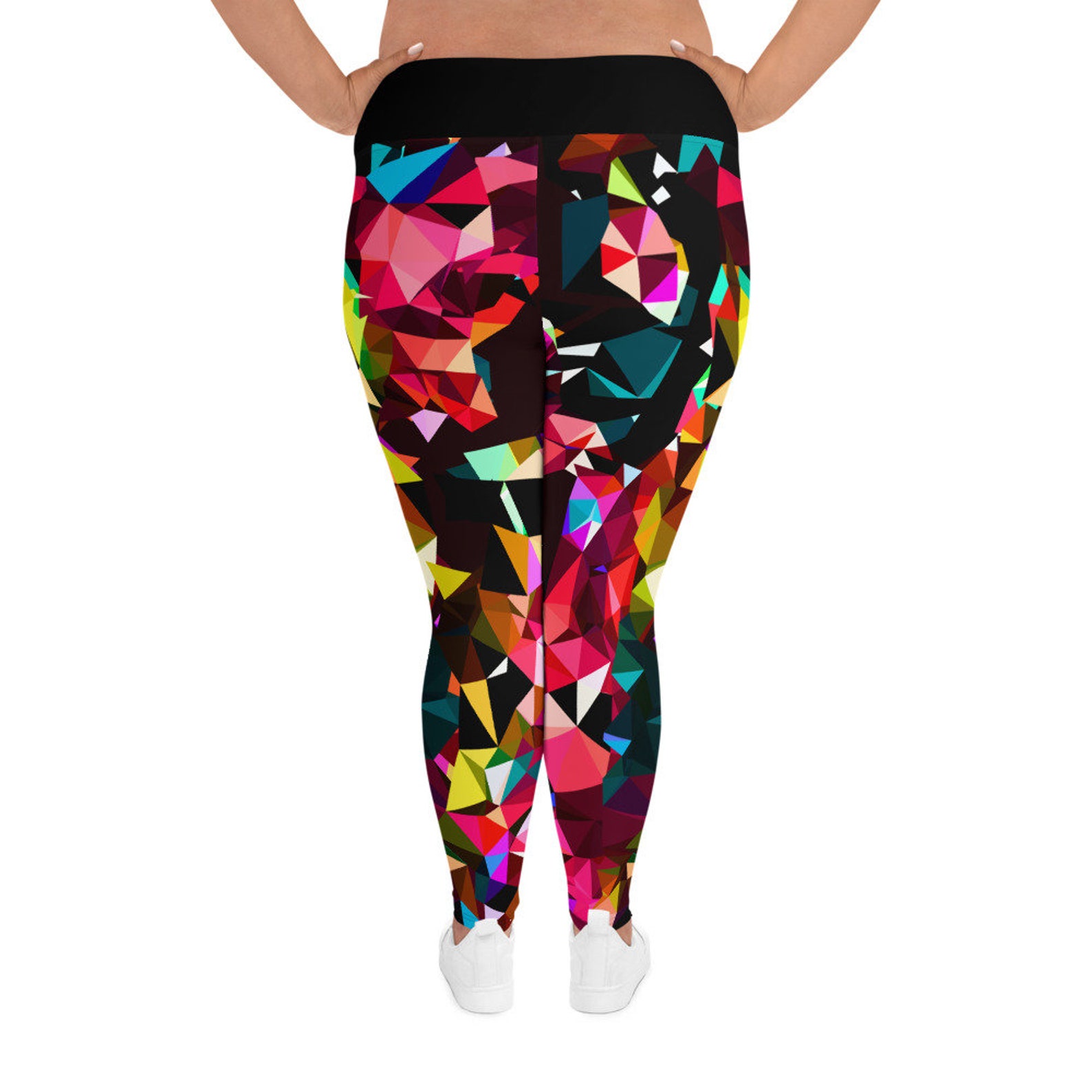 Colorful Leggings For Plus Size Women Geometric Printed Etsy
