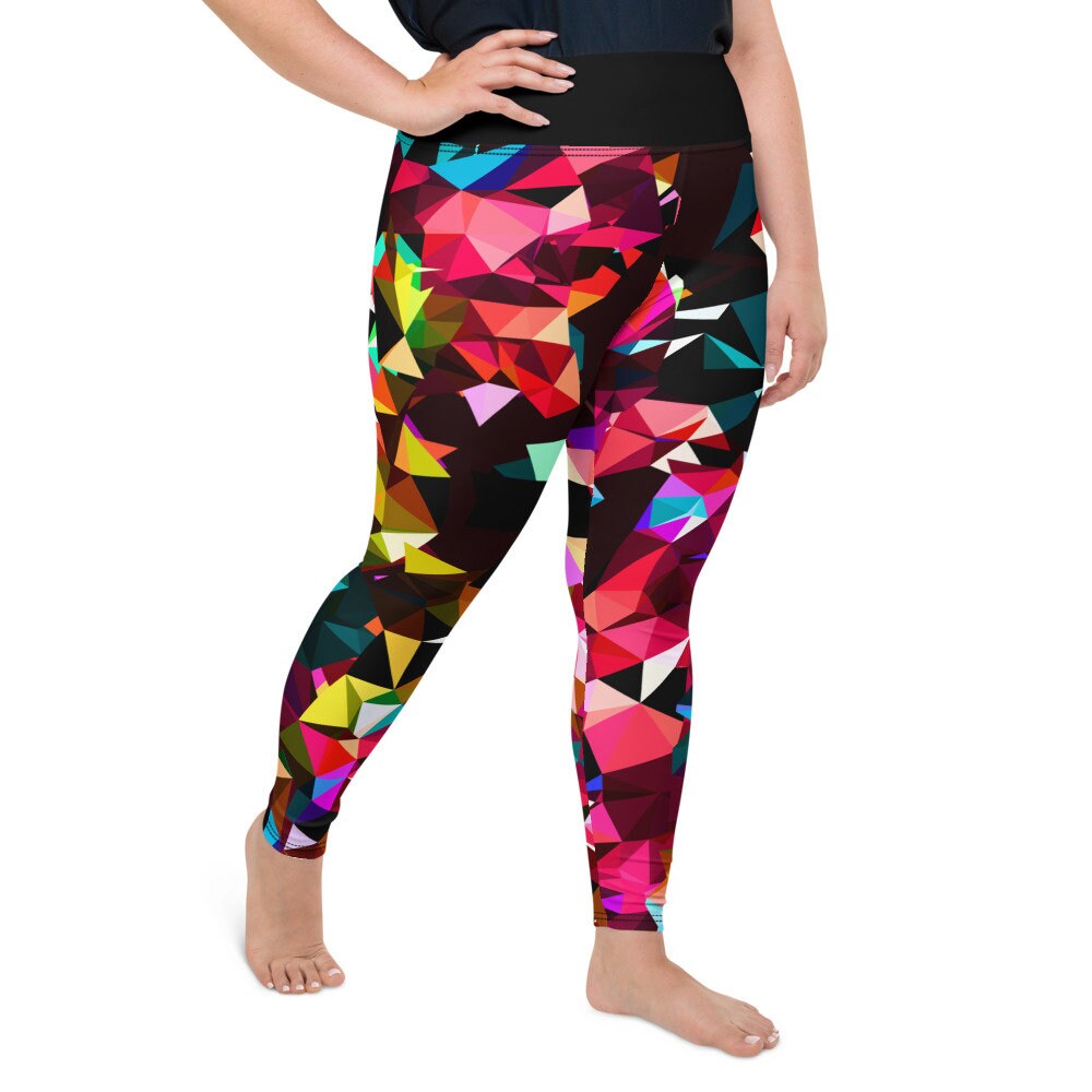 Colorful Leggings For Plus Size Women Geometric Printed Etsy