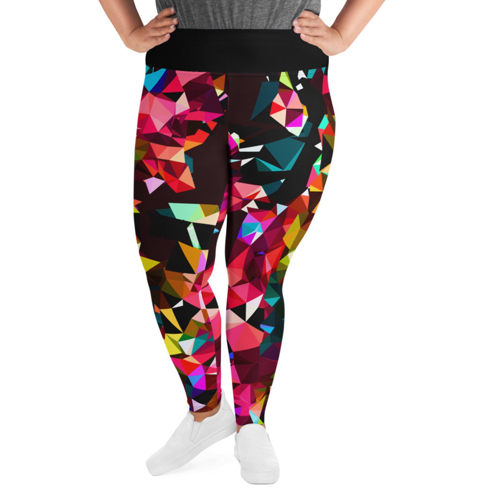 Colorful Leggings For Plus Size Women Geometric Printed Etsy