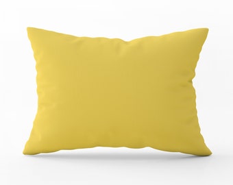 Yellow Outdoor Lumbar Pillow, Waterproof Outdoor Pillow with Insert, 14 x 20 Inch Pillow, Yellow Porch Pillow, Modern Outdoor Decor