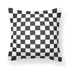 Black Outdoor Pillow, Black and White Outdoor Pillow, Insert Included, Black and White Checkerboard Pillow, Checked Outdoor Pillow, 20x20