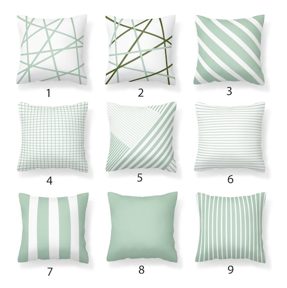 Sage Green Pillow Cover Green Striped Pillow Cover Green Etsy