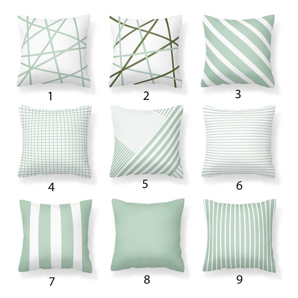 Sage Green Pillow Cover, Green Striped Pillow Cover, Green Throw Pillow Sham, Couch Pillow, Sofa Pillow, Decorative Throw Pillow Covers