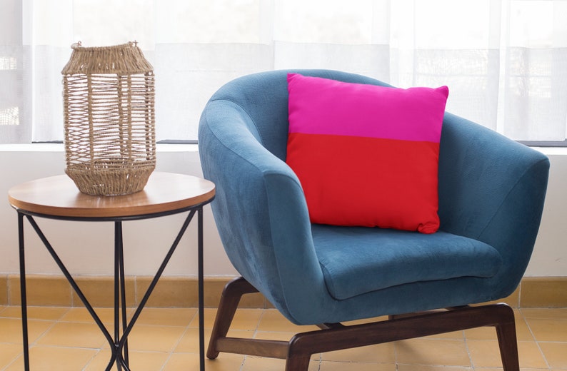 Pink and Red Neon Colorblock Throw Pillow Cover Colorblocking Etsy