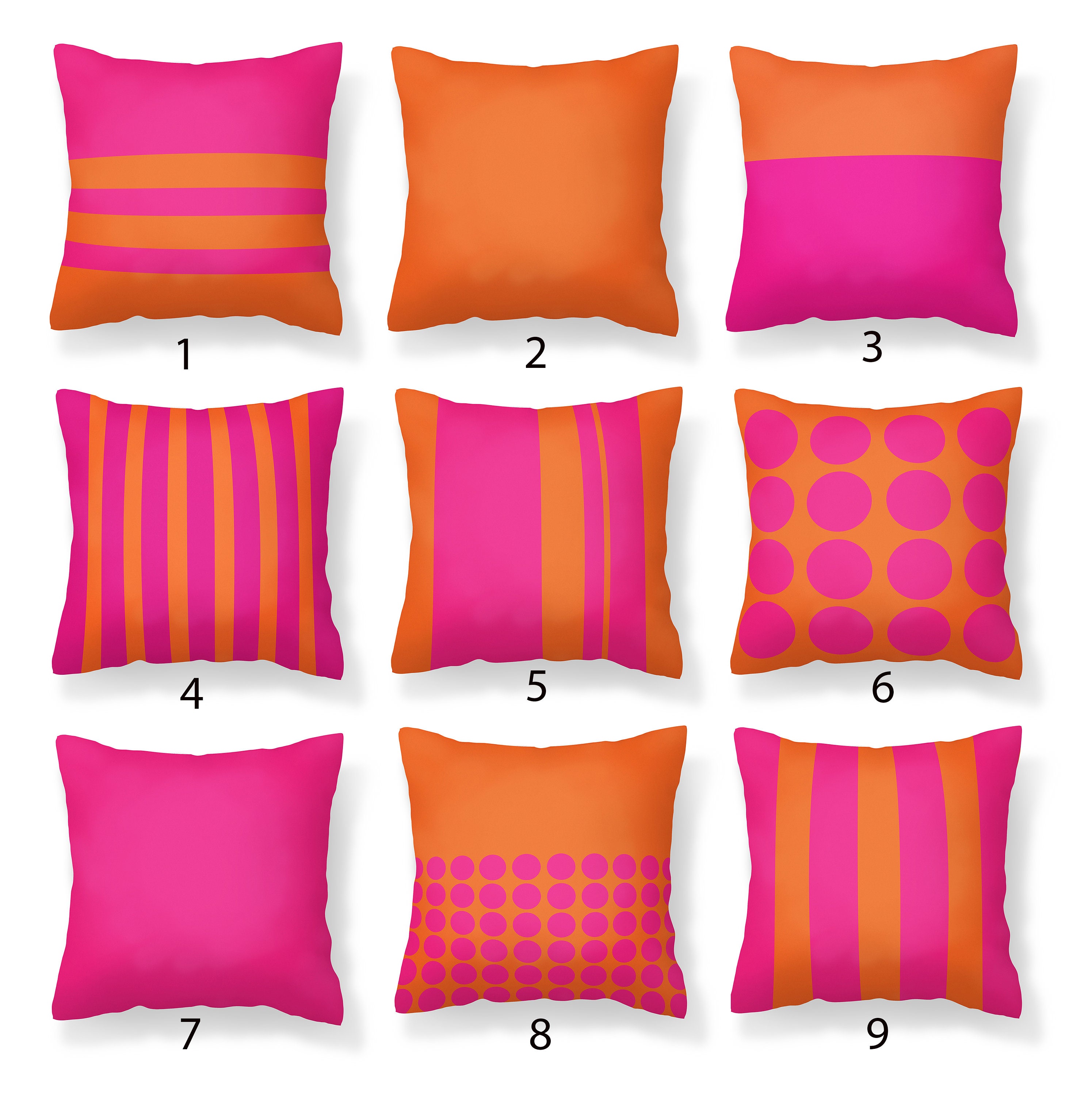 Gerich 18x18 inch Square Throw Pillow Covers with Stripes Decorative  Pillows for Living Room Couch Sofa, Orange, Set of 2
