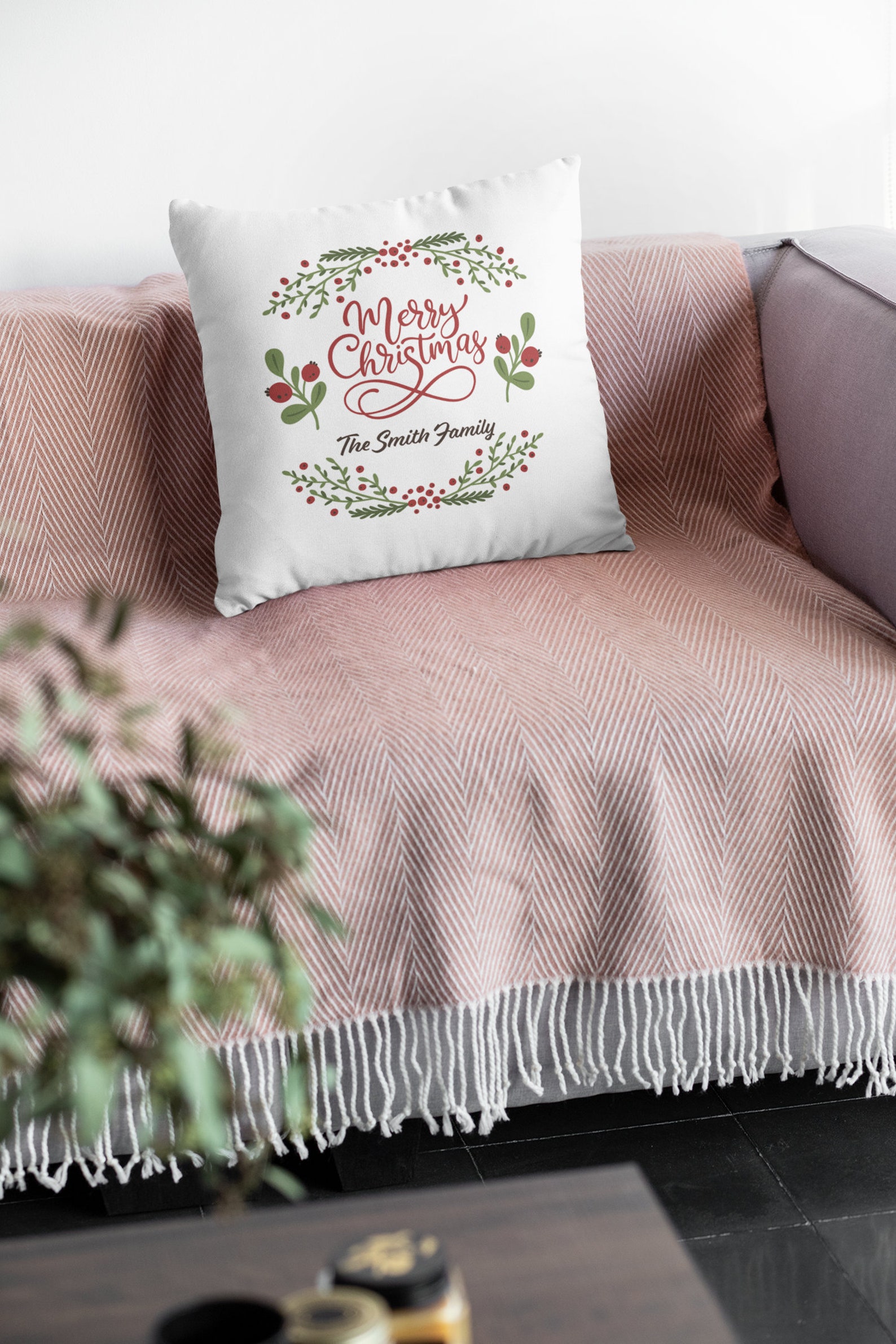 Personalized Christmas Throw Pillows Farmhouse Home Decor Etsy