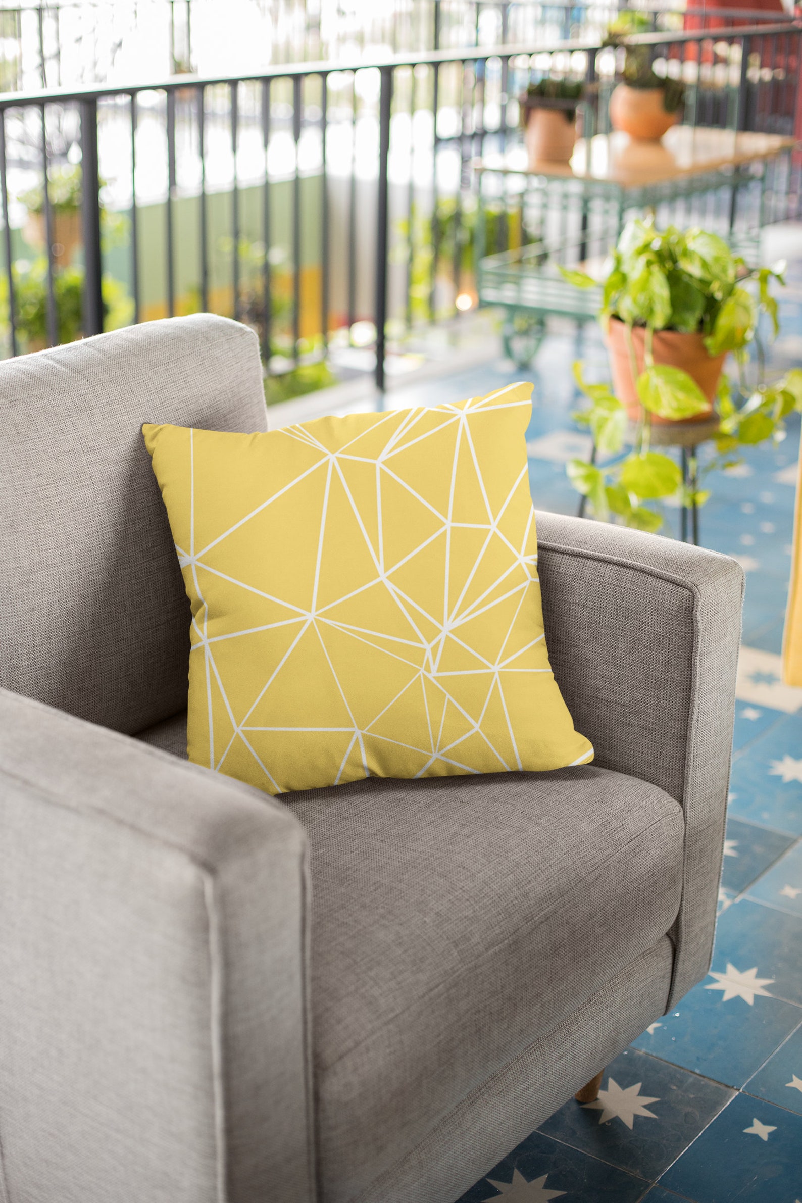 Yellow Outdoor Pillows in Geometric Design Outdoor Yellow Etsy
