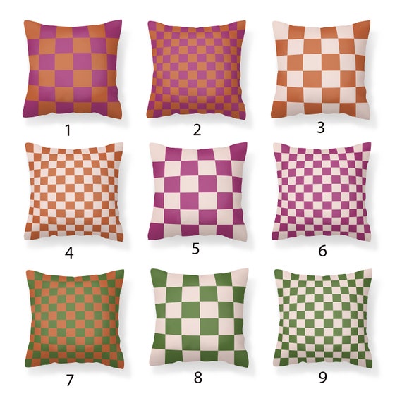 Checked Pillow Cover Checkerboard Throw Pillow Green Pillow Etsy