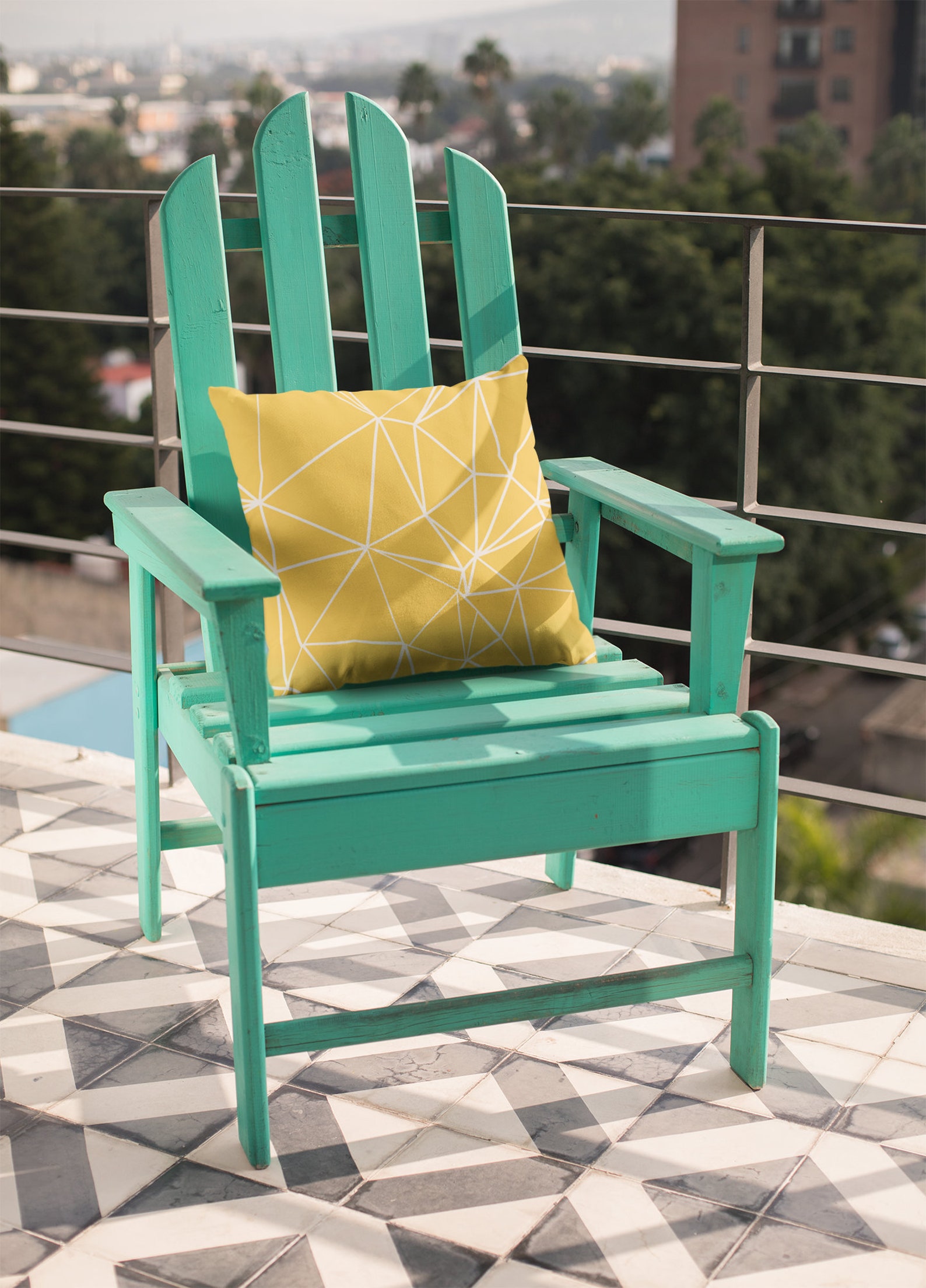 Yellow Outdoor Pillows in Geometric Design Outdoor Yellow Etsy