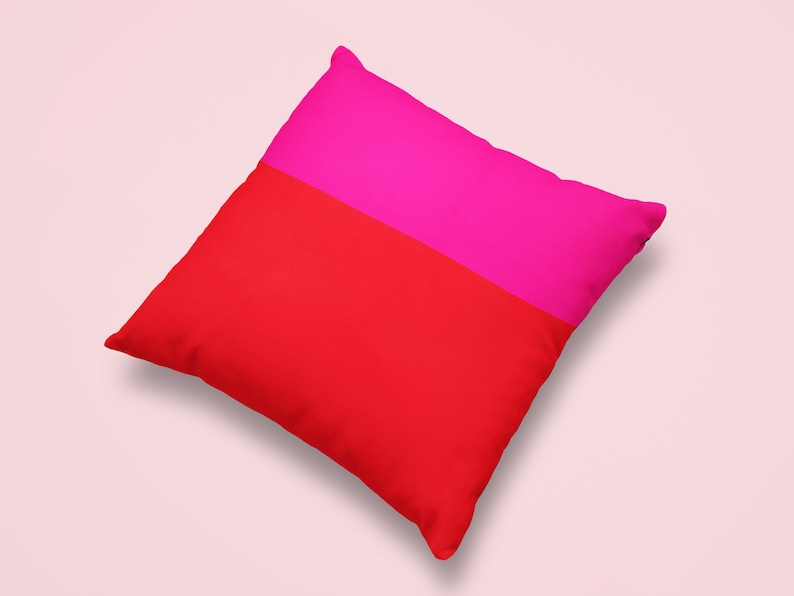 Pink and Red Neon Colorblock Throw Pillow Cover Colorblocking Etsy