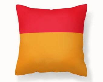 Red and Orange Colorblock Pillow Cover, Modern Decorative Throw