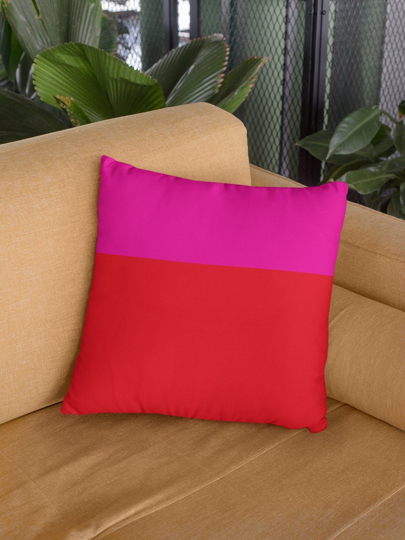Pink and Red Neon Colorblock Throw Pillow Cover Colorblocking Etsy