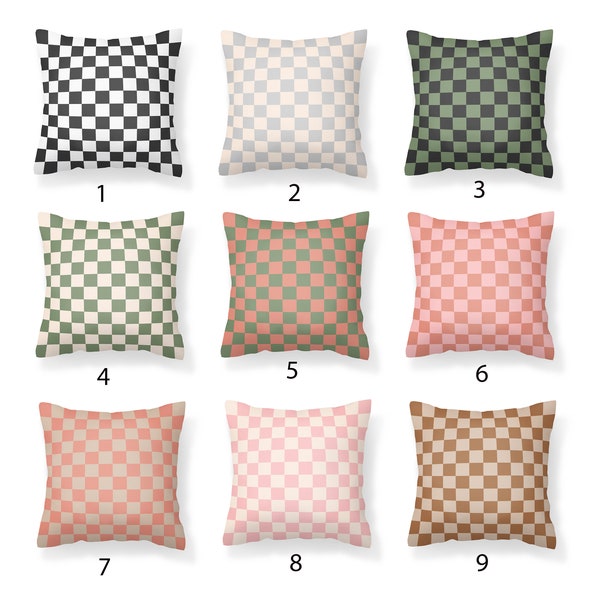 Checkerboard Pillow Covers, Pillow Covers 18x18, Pillow Covers 16x16, Pillow Covers 20x20, Checkered Pillow, Decorative Pillows, Farmhouse