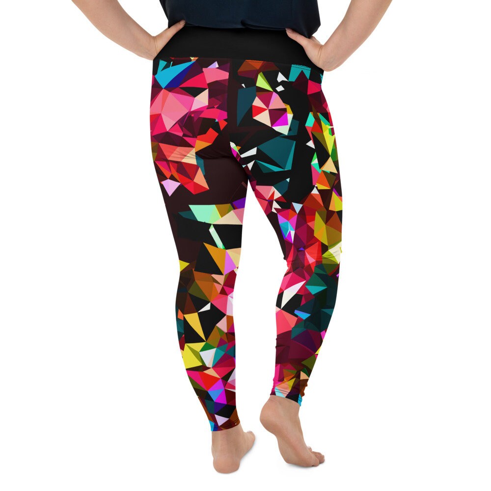 Colorful Leggings For Plus Size Women Geometric Printed Etsy