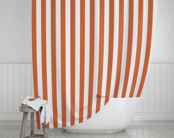 Stripe Shower Curtain, Rust, Modern Bathroom Decor (71x74)