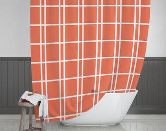 Coral Shower Curtain, Modern Bathroom Decor (71 x 74 inch)