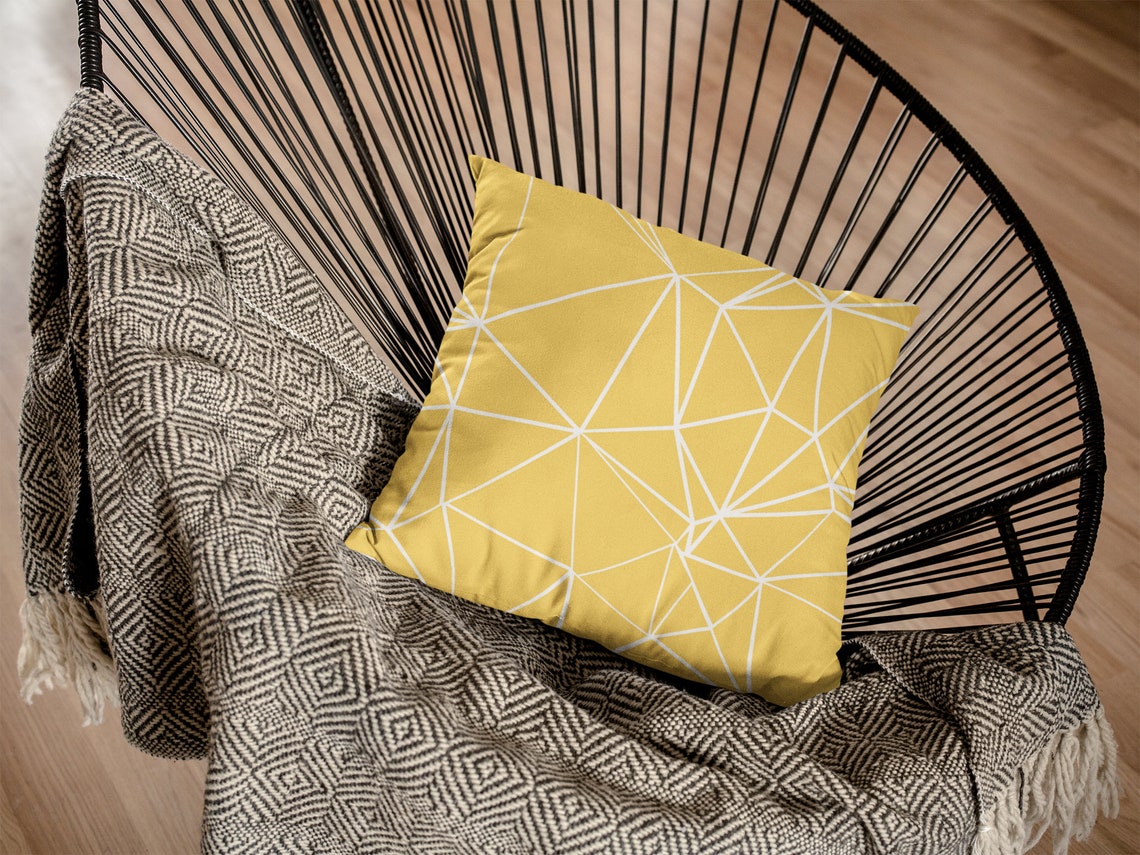 Yellow Outdoor Pillows in Geometric Design Outdoor Yellow Etsy