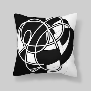 Black and White Pillow Cover, Black and White Throw Pillow, Mid Century Modern Pillow, 18 inch Pillow Cover, 20 Inch, Retro Pillow Cover