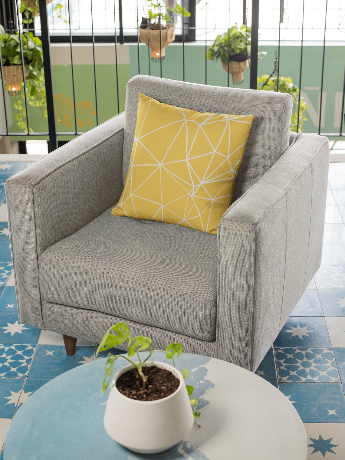 Yellow Outdoor Pillows in Geometric Design Outdoor Yellow Etsy
