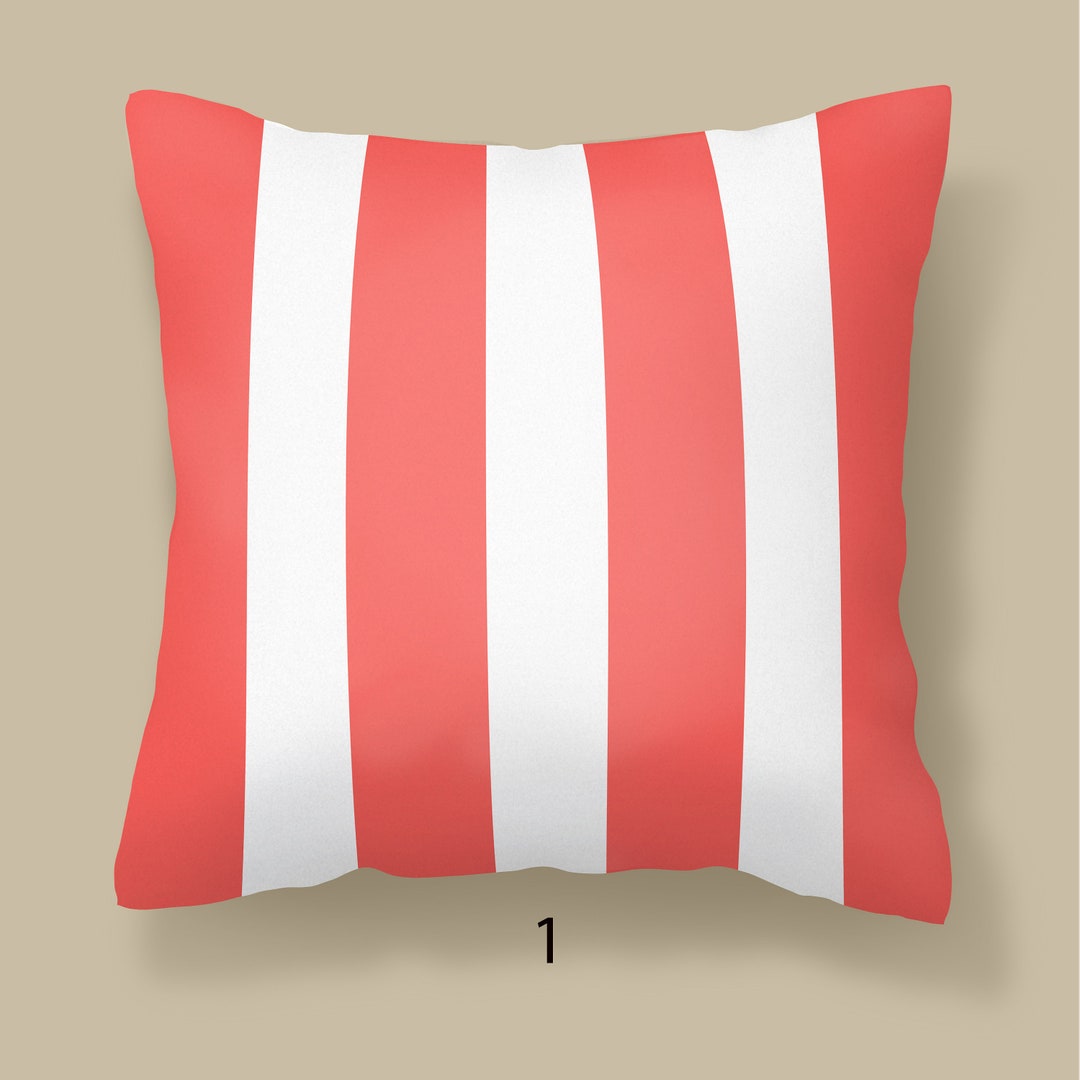 Cabana Stripe Outdoor Pillow, Colorful Outdoor Pillows, Blue